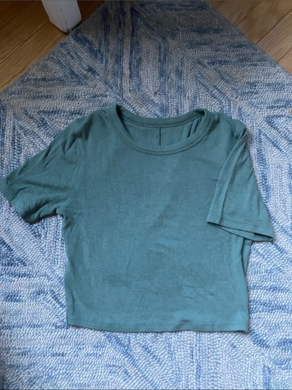 Lululemon Short Sleeve Softly Ribbed Crop Tee in Sage Green